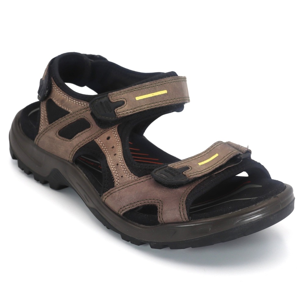 ECCO Yucatan Mens 44 US 10 10.5 Brown Leather Hiking Sport Strap Sandals Outdoor